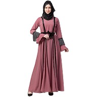 Designer umbrella abaya with sequins work- Puce Pink Designer umbrella abaya with sequins work- Puce Pink